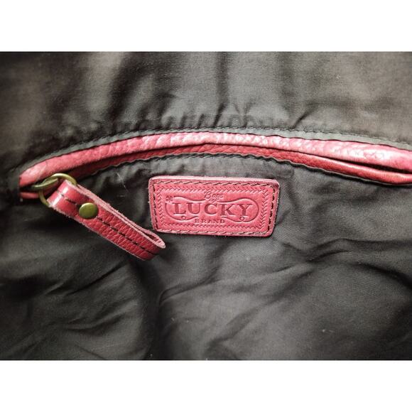 Lucky Brand Red Pebbled Leather Hobo Shoulder Bag - Picture 13 of 16